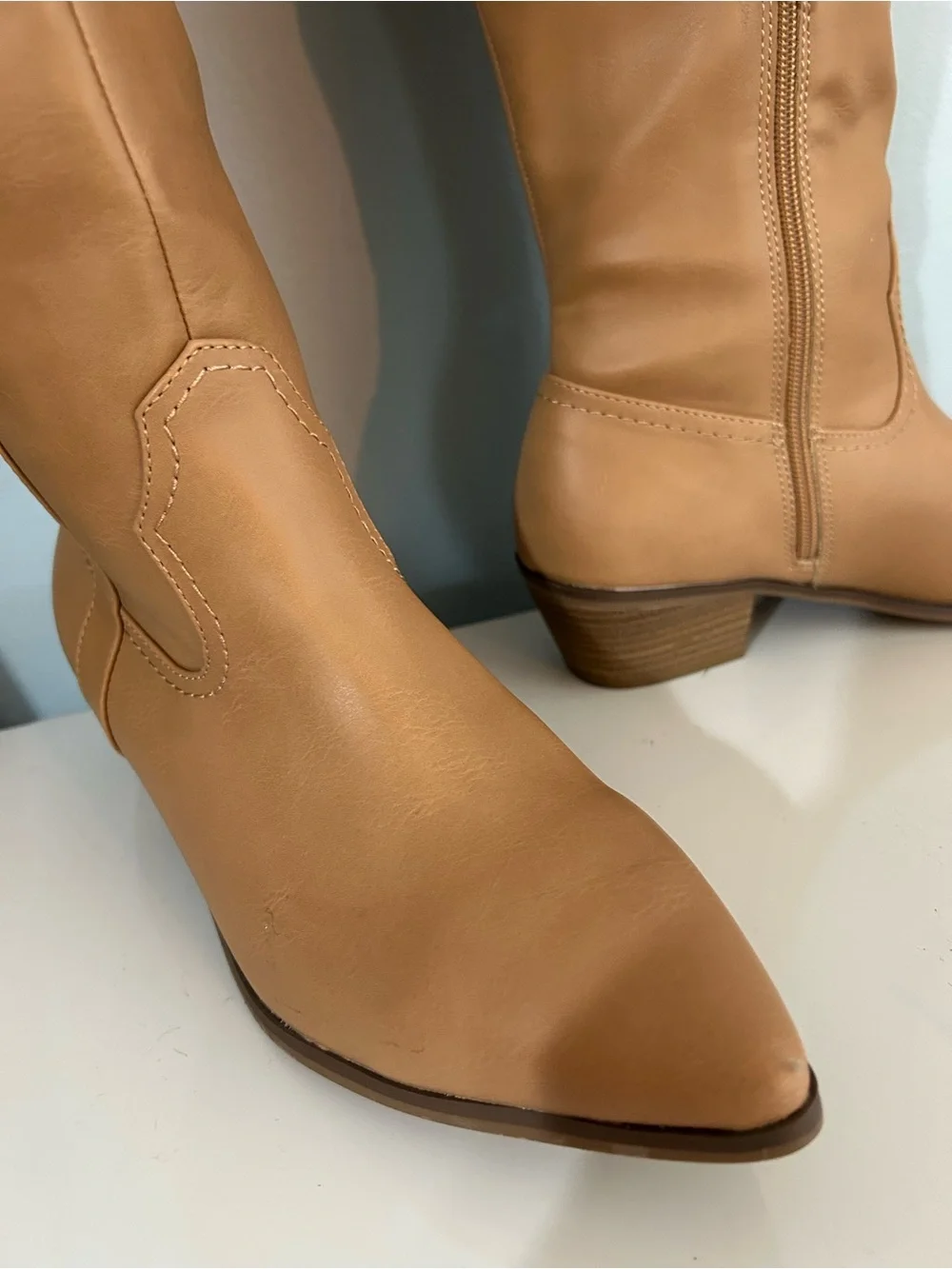 Over-the-Knee Women's Boots in Tan - Sleek Western-Inspired Style